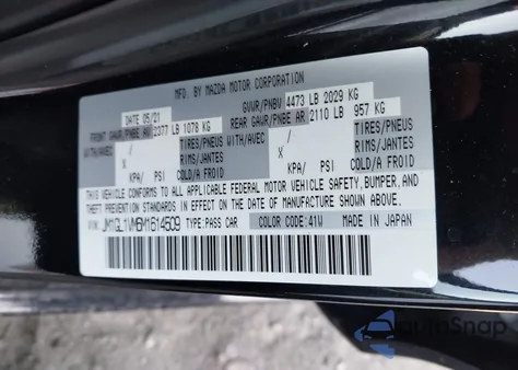 2021 Mazda Mazda6 Touring z USA, uszkodzony, nr VIN JM1GL1VM6M1614509